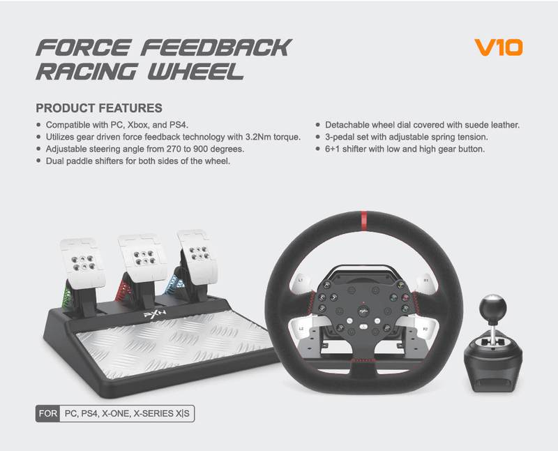 PXN Force Feedback Racing Wheel V10