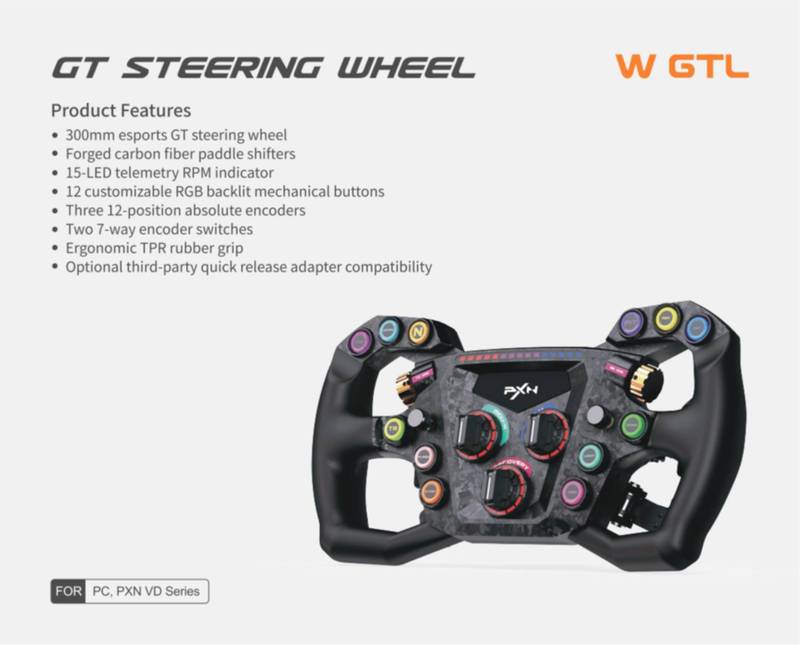 PXN GT STEERING WHEEL W GTL